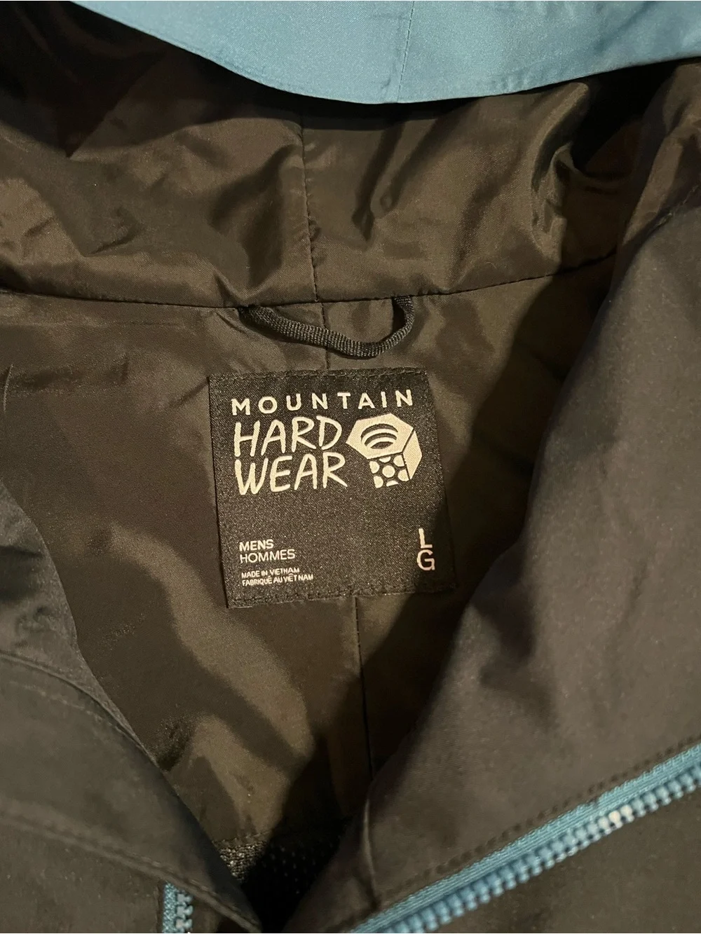 Mountain Hardwear Black and Blue Hooded Windbreaker Anorak